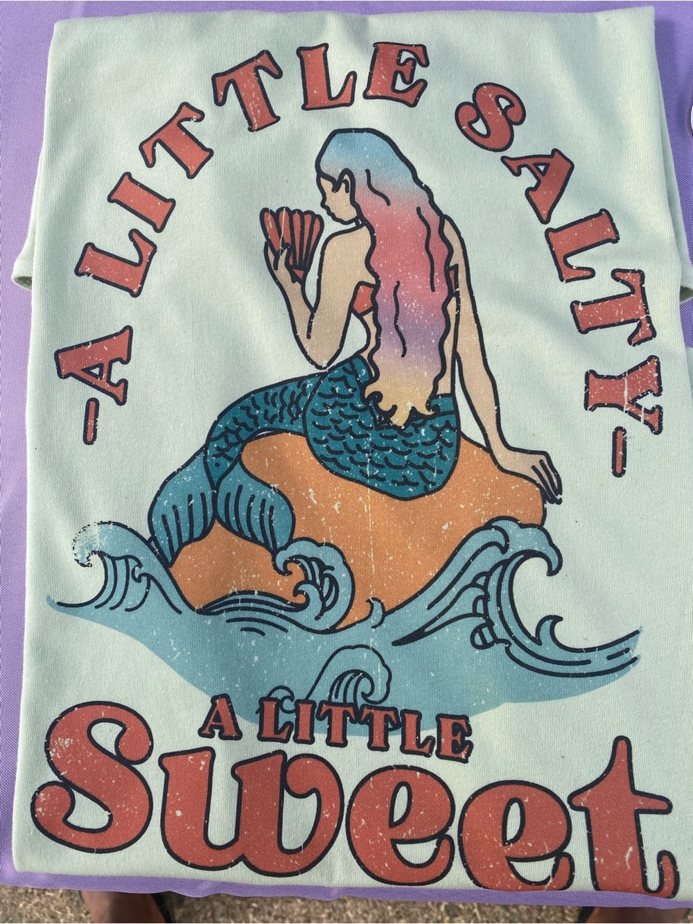 Bella Canvas Mint Tee with Coral, Teal & Purple Mermaid Graphic